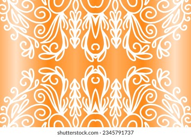 Beautiful colourful  gradient background with white flower leaf line art pattern of indonesian culture traditional batik