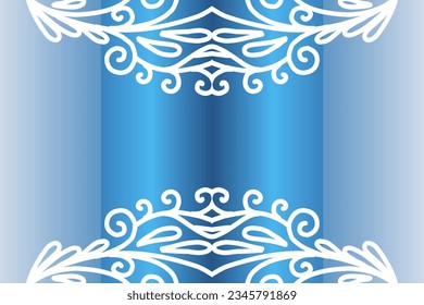 Beautiful colourful  gradient background with white flower leaf line art pattern of indonesian culture traditional batik