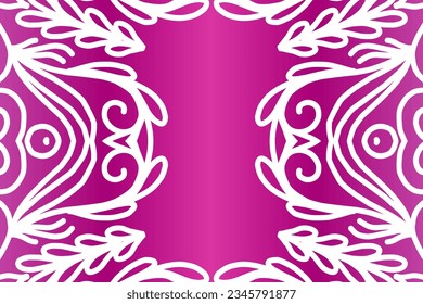 Beautiful colourful  gradient background with white flower leaf line art pattern of indonesian culture traditional batik