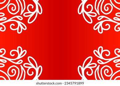 Beautiful colourful  gradient background with white flower leaf line art pattern of indonesian culture traditional batik