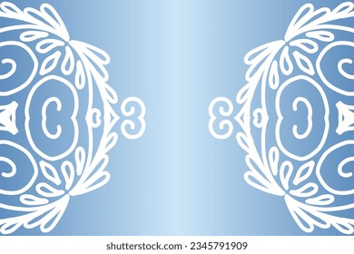 Beautiful colourful  gradient background with white flower leaf line art pattern of indonesian culture traditional batik