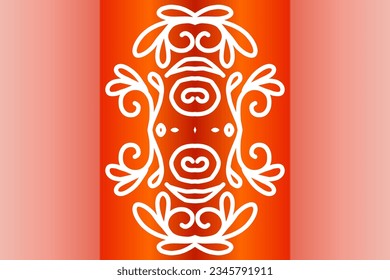 Beautiful colourful  gradient background with white flower leaf line art pattern of indonesian culture traditional batik