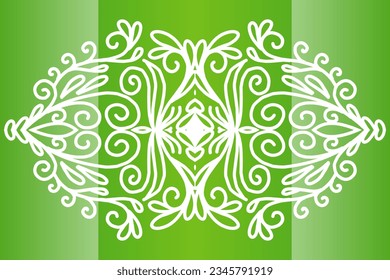 Beautiful colourful  gradient background with white flower leaf line art pattern of indonesian culture traditional batik