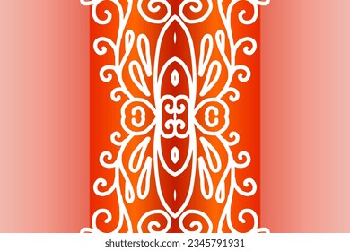 Beautiful colourful  gradient background with white flower leaf line art pattern of indonesian culture traditional batik