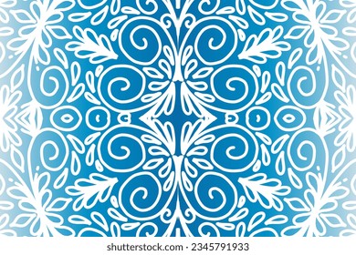 Beautiful colourful  gradient background with white flower leaf line art pattern of indonesian culture traditional batik