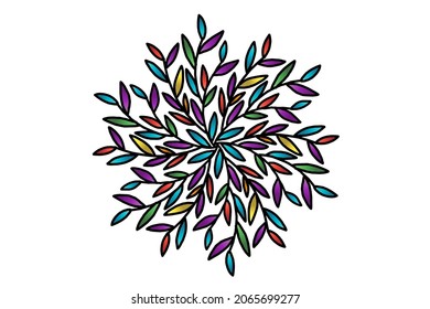 Hermoso gradiente coloreado batik flor étnica floral y diseño de marco de hoja Vector para anuncios de fondo de papel de pared o plantilla de presentación