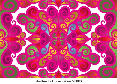 Beautiful colourful  gradient batik ethnic flower floral and leaf frame design Vector for wallpaper background ads or presentation template