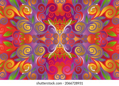 Beautiful colourful  gradient batik ethnic flower floral and leaf frame design Vector for wallpaper background ads or presentation template