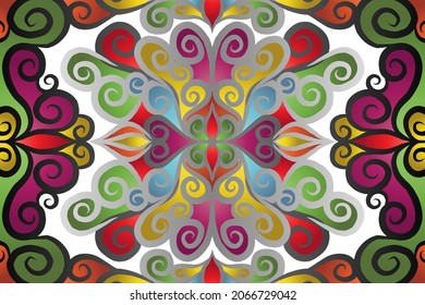 Beautiful colourful  gradient batik ethnic flower floral and leaf frame design Vector for wallpaper background ads or presentation template
