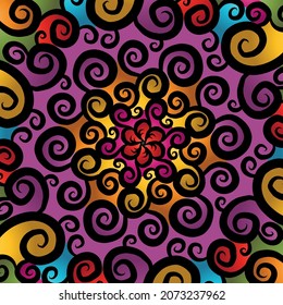 Hermoso gradiente coloreado batik flor étnica floral y diseño de marco de hoja Vector para anuncios de fondo de papel de pared o plantilla de presentación