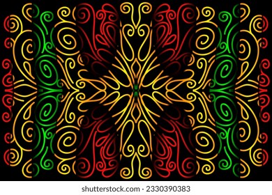 Beautiful colourful gradient batik ethnic line art pattern background 