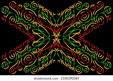 Beautiful colourful gradient batik ethnic line art pattern background 