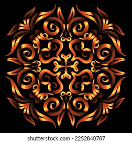 Beautiful colourful gradient flowers line art of traditional abstract symbol batik dayak ornament design template elements