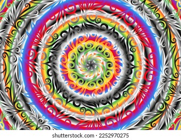 Beautiful colourful gradient flowers line art of traditional abstract symbol batik dayak ornament design template elements