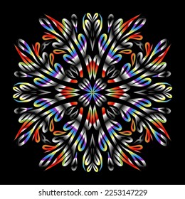 Hermosas flores de gradiente colorido arte de la línea de símbolos abstractos tradicionales batik dayak adorno elementos de plantilla de diseño