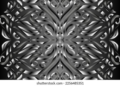 Beautiful colourful gradient flowers line art of traditional abstract symbol batik dayak ornament design template elements

