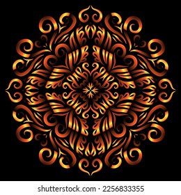 Hermosas flores de gradiente colorido arte de la línea de símbolos abstractos tradicionales batik dayak adorno elementos de plantilla de diseño
