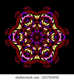 Beautiful colourful gradient flowers line art of traditional abstract symbol batik dayak ornament design template elements
