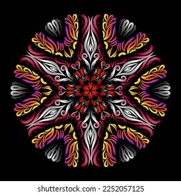 Beautiful colourful gradient line art of indonesian traditional abstract batik dayak ornament for design elements logo commercial  ads