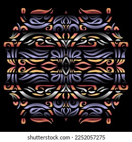 Beautiful colourful gradient line art of indonesian traditional abstract batik dayak ornament for design elements logo commercial  ads