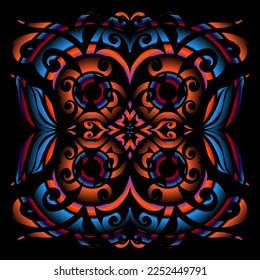 Beautiful colourful gradient line art of indonesian traditional abstract batik dayak ornament for design elements commercial  ads