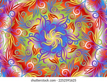 Beautiful colourful gradient line art of indonesian traditional abstract batik dayak ornament for design template elements commercial  ads