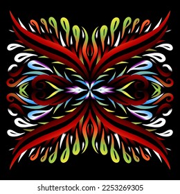 Beautiful colourful gradient line art of indonesian traditional abstract batik dayak ornament for design template elements background 