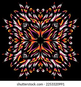 Beautiful colourful gradient line art of indonesian traditional abstract batik dayak ornament for design template elements background 
