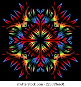 Beautiful colourful gradient line art of indonesian traditional abstract batik dayak ornament for design template elements background 