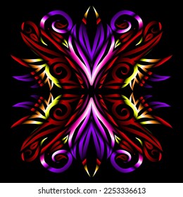 Beautiful colourful gradient line art of indonesian traditional abstract batik dayak ornament for design template elements background 