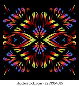 Beautiful colourful gradient line art of indonesian traditional abstract batik dayak ornament for design template elements background 