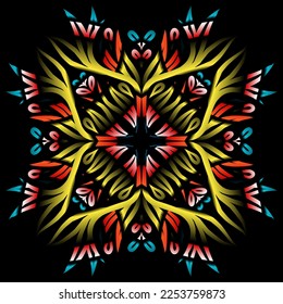 Beautiful colourful gradient line art of indonesian traditional abstract batik dayak ornament for design template elements background 