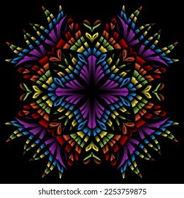 Beautiful colourful gradient line art of indonesian traditional abstract batik dayak ornament for design template elements background 