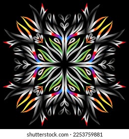 Beautiful colourful gradient line art of indonesian traditional abstract batik dayak ornament for design template elements background 