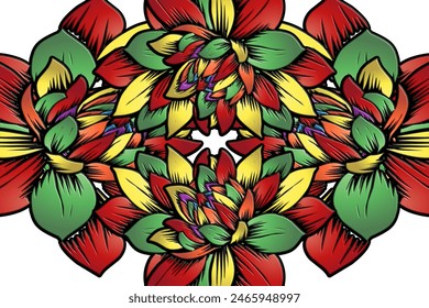 Beautiful colourful lotus flowers frame art pattern design background 