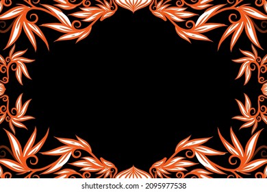 Beautiful colourful traditional design of batik ethnic flower floral and leaf frame illustration for wallpaper background ads or presentation template