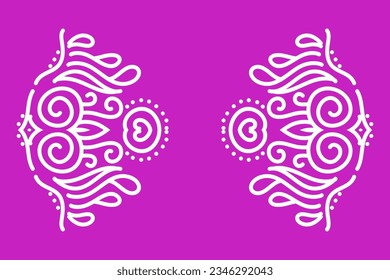 Beautiful colourful white flowers batik art with pink background 
