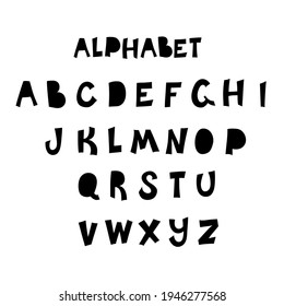 A beautiful comical set of letters of the alphabet, drawn by hand.