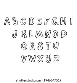 A beautiful comical set of letters of the alphabet, drawn by hand.