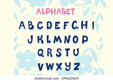 A beautiful comical set of letters of the alphabet, drawn by hand.