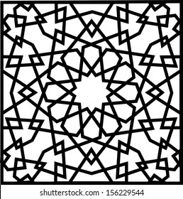 Beautiful complex twelve (12) point ancient islamic star geometric pattern ornament. Notable building that implement this ornament include Al-Azhar Mosque (built in 972) hence the name Al Azhar Panel