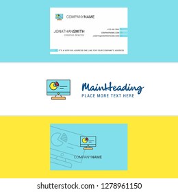 Beautiful Computer presentation Logo and business card. vertical Design Vector