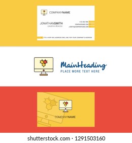Beautiful Computer screen  Logo and business card. vertical Design Vector