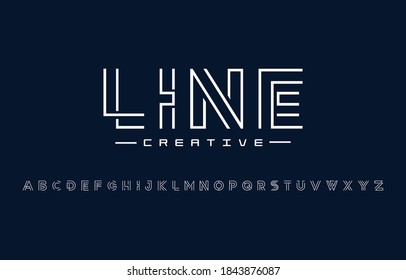 Beautiful concept of line fonts. Double line uppercase outline letters. Abstract modern sans serif font for headline
