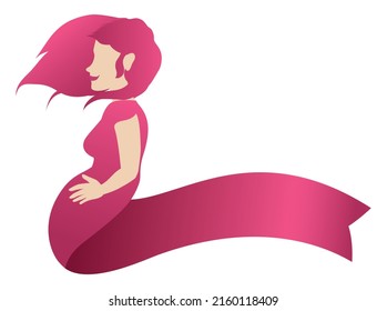 Beautiful concept with long pink ribbon with the tip like a pregnant woman.
