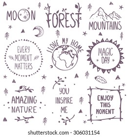 Beautiful concept set beautiful nature logos. Stylish vector illustration