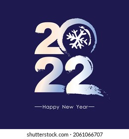 Beautiful concise card with frozen 2022. Handwritten 2022 logo. Happy New Year. Design template card, cover, calendar, brochure, poster, banner. 