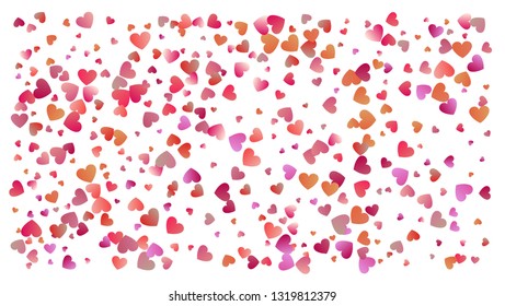 Beautiful Confetti Hearts Falling. Invitation Template Background Design, Greeting Card, Poster. Colored heart confetti for womens holidays