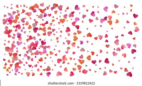 Beautiful Confetti Hearts Falling. Invitation Template Background Design, Greeting Card, Poster. Colored heart confetti for womens holidays