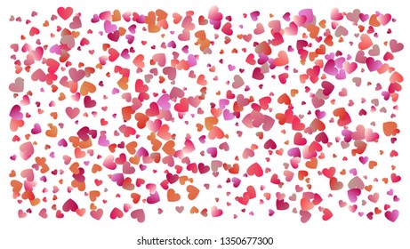 Beautiful Confetti Hearts Falling. Invitation Template Background Design, Greeting Card, Poster. Colored heart confetti for womens holidays